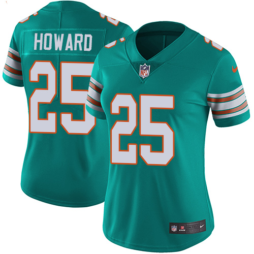 Nike Miami Dolphins 25 Xavien Howard Aqua Green Alternate Women Stitched NFL Vapor Untouchable Limited Jersey